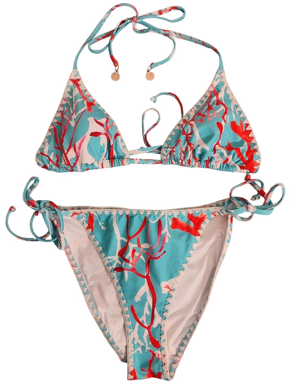 Milly Millie Oceanic Aqua Coral String Bikini Set